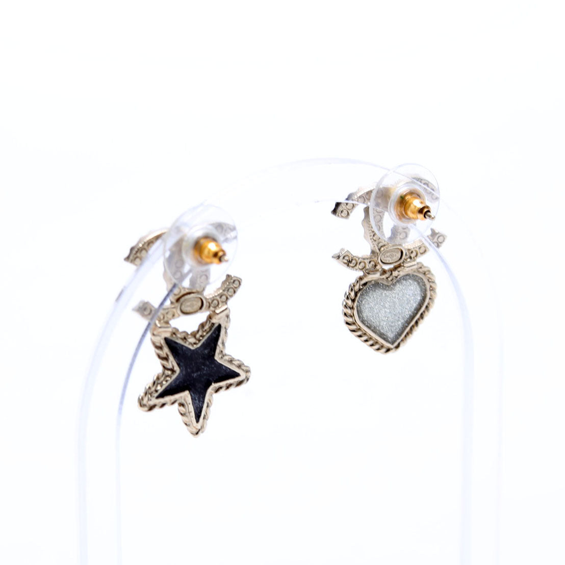 Crystal CC Star/Heart Earrings Gold
