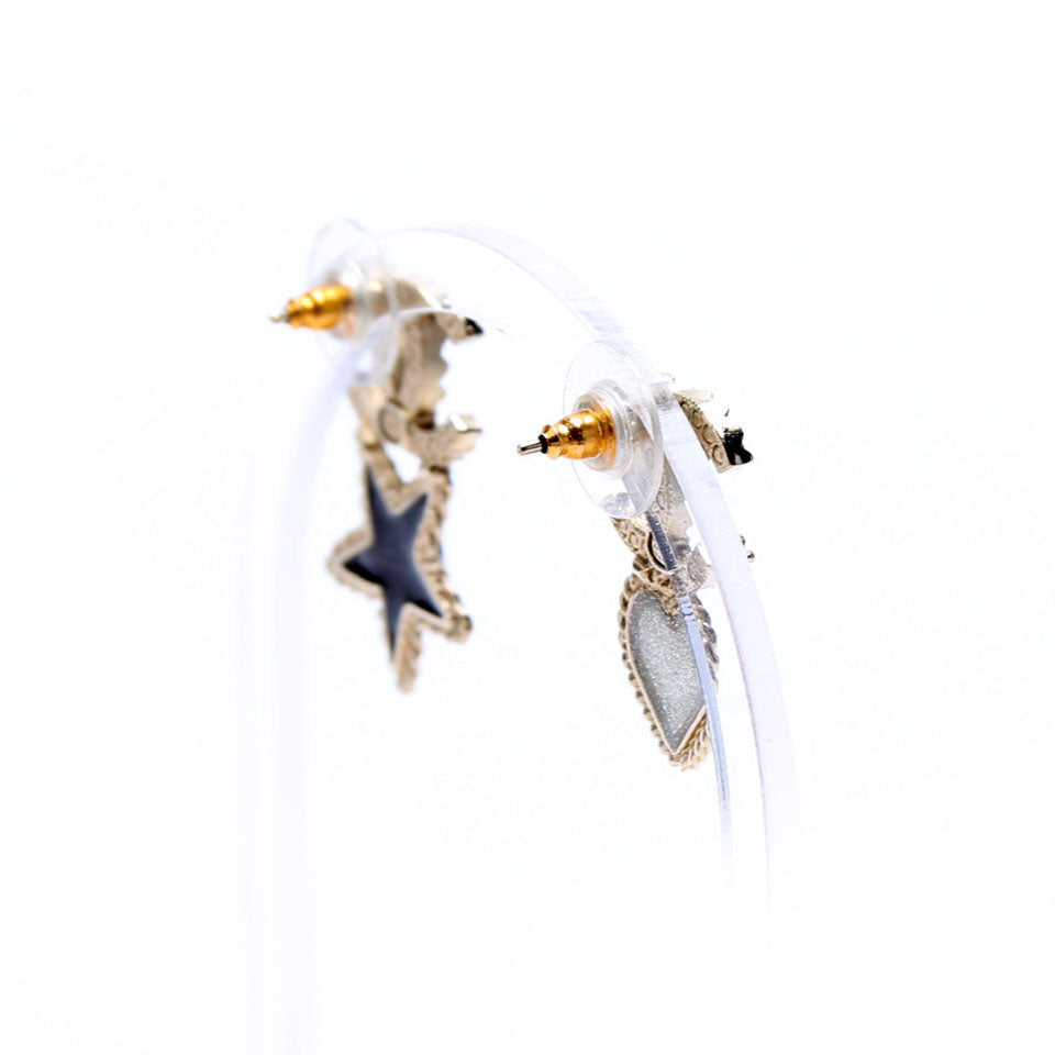 Crystal CC Star/Heart Earrings Gold
