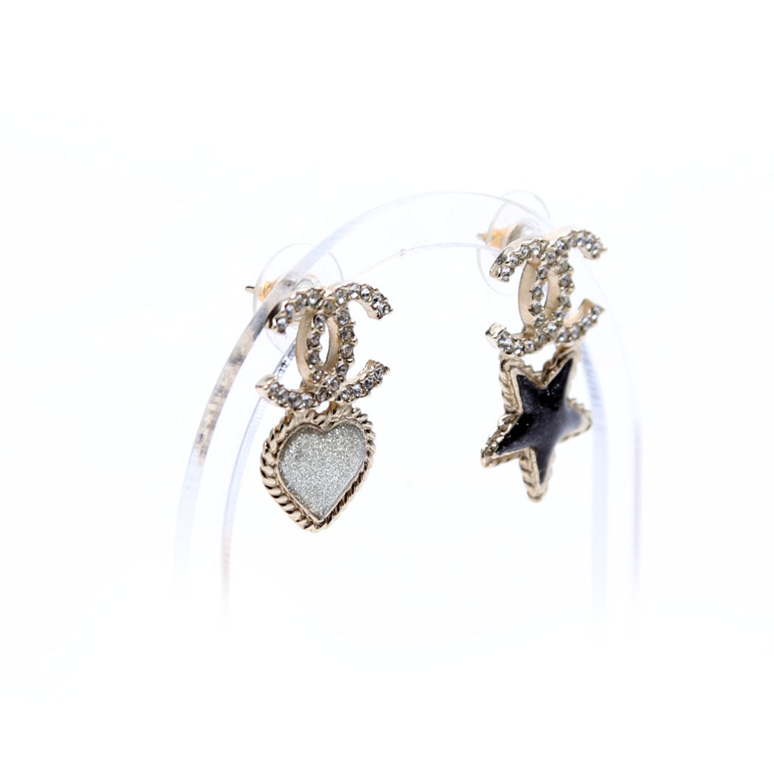 Crystal CC Star/Heart Earrings Gold