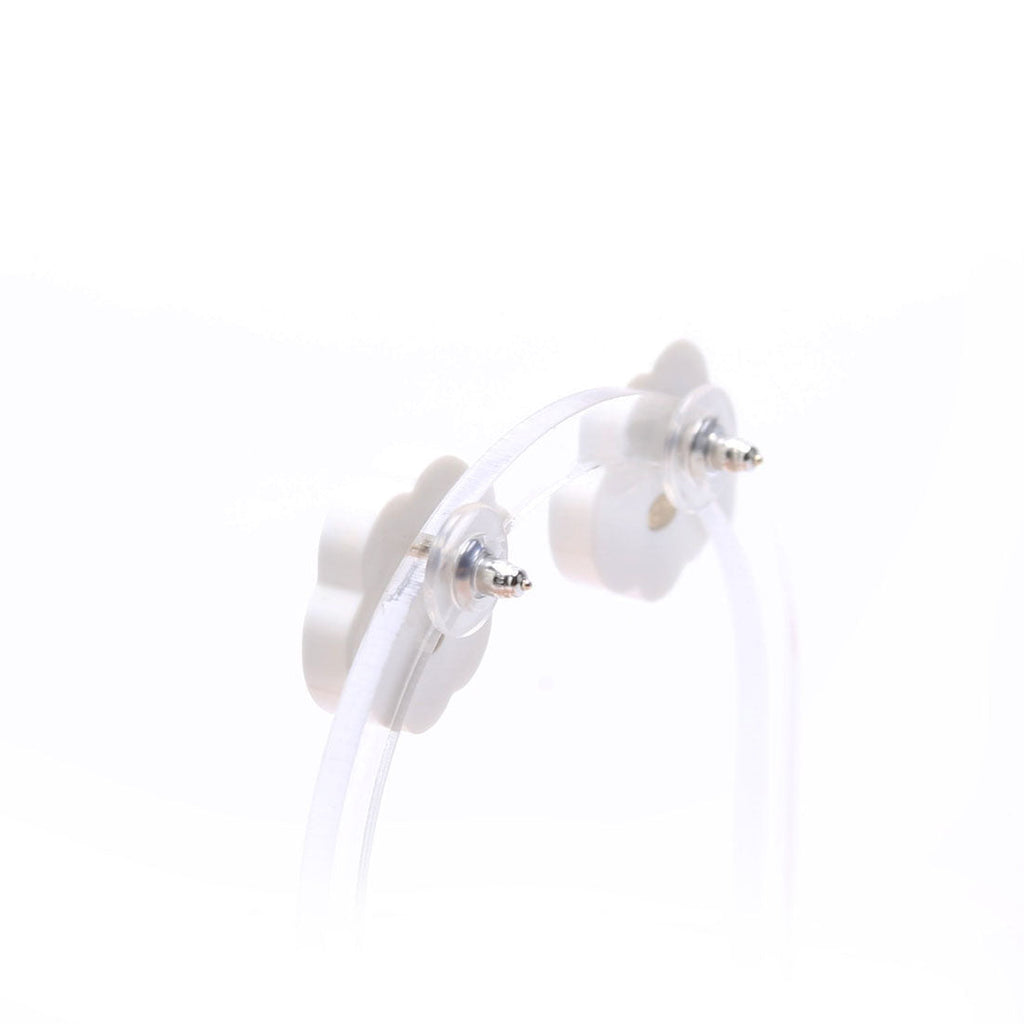 Camellia Flower Resin Earrings Black/White