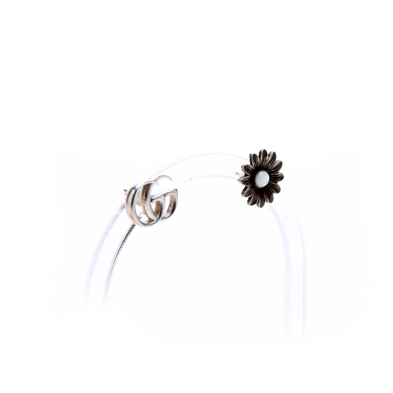 GG Mother Of Pearl Flower Stud 925 Earrings Silver