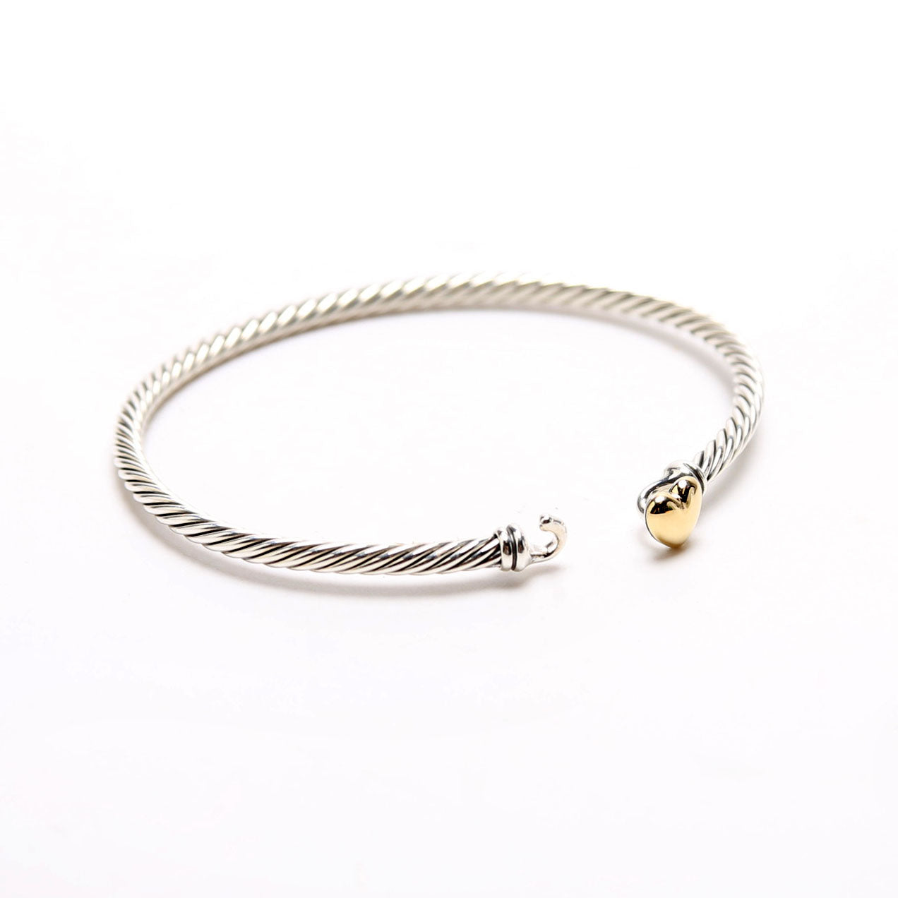 Classic Cable Heart Station Bracelet 3MM 925/750