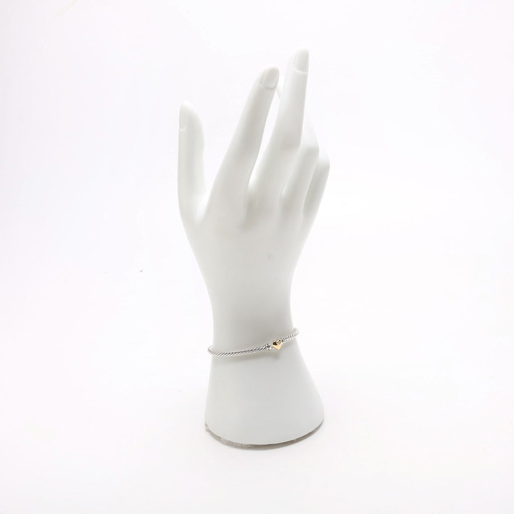 Classic Cable Heart Station Bracelet 3MM 925/750