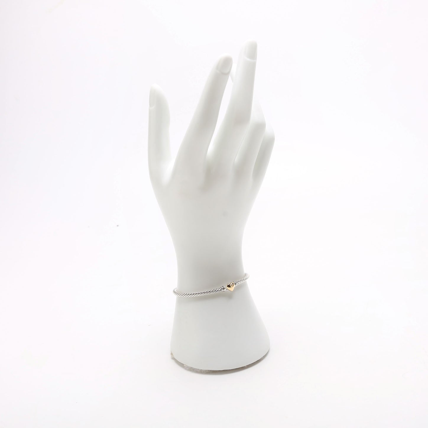 Classic Cable Heart Station Bracelet 3MM 925/750