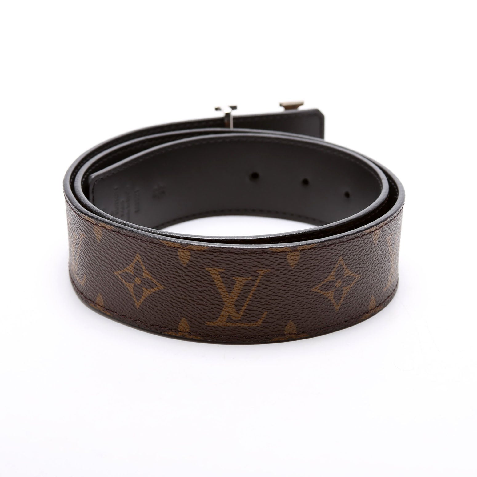 LV Initiales 30MM Reversible Leather/Monogram Belt Size 80/32 Brown/Black