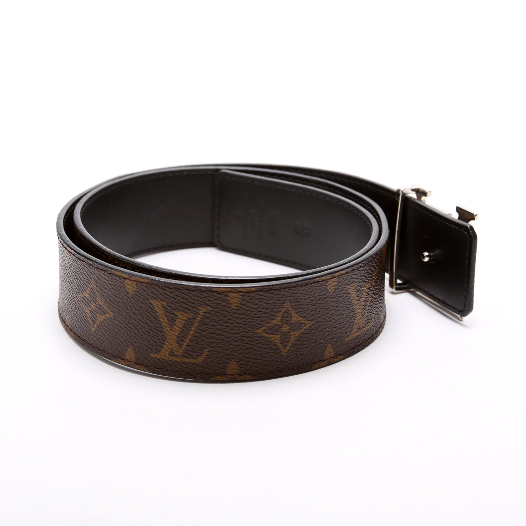 LV Initiales 30MM Reversible Leather/Monogram Belt Size 80/32 Brown/Black
