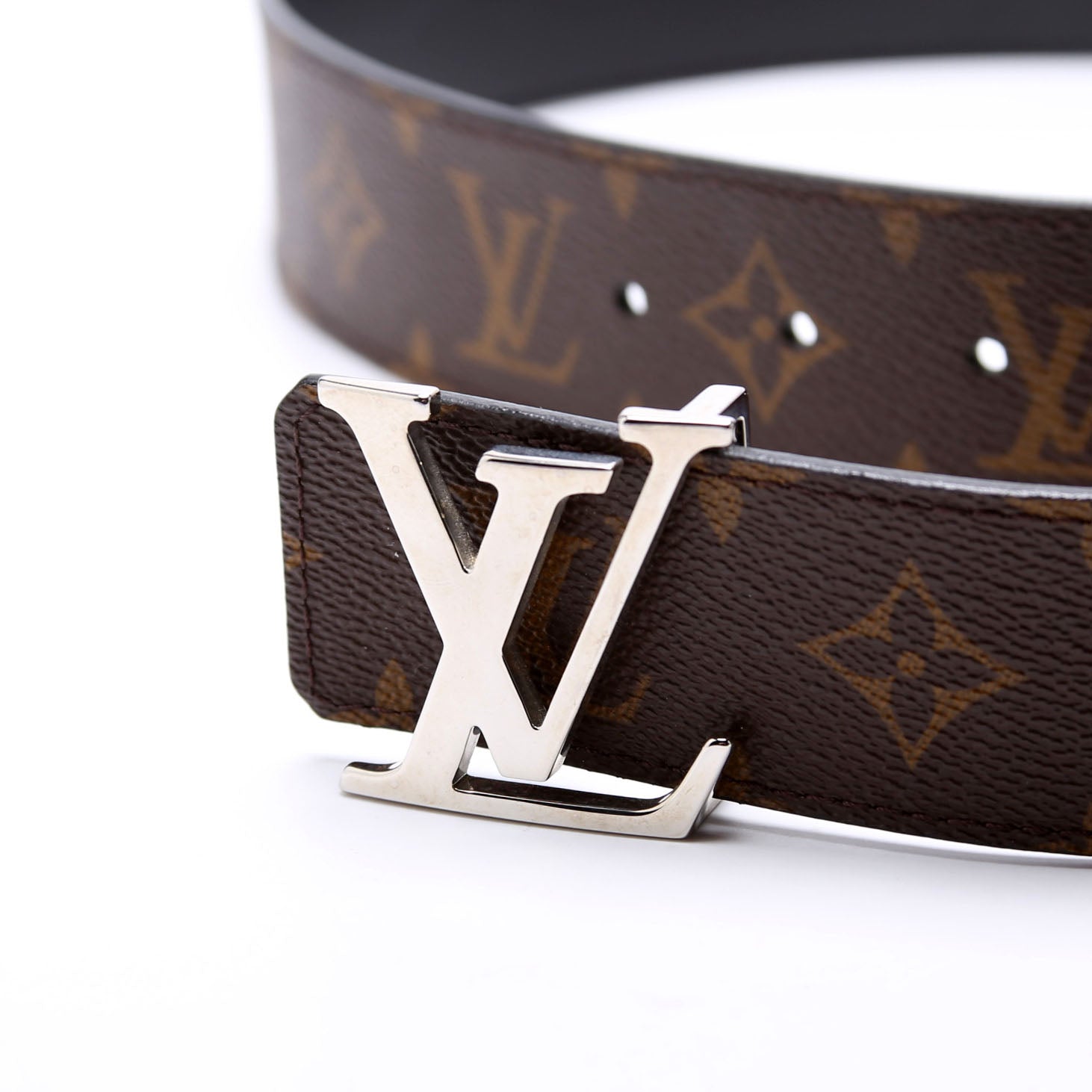 LV Initiales 30MM Reversible Leather/Monogram Belt Size 80/32 Brown/Black
