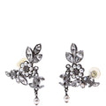 Crystal Pearly Flower Cluster Drop Silver/Pearl