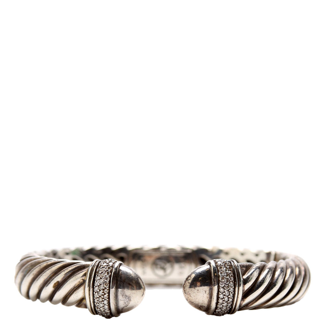 Sculpted Cable 10MM Bracelet Pave Diamonds/925