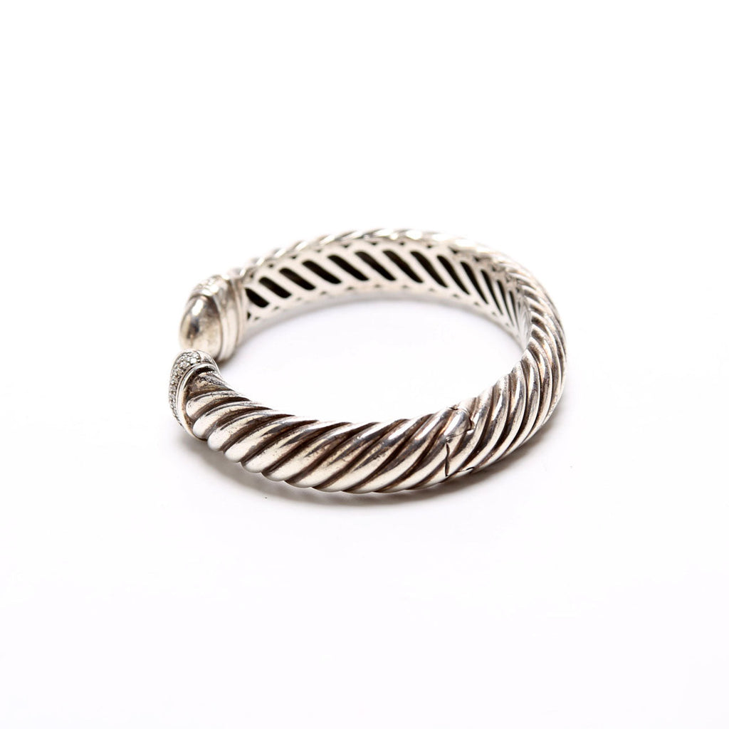 Sculpted Cable 10MM Bracelet Pave Diamonds/925