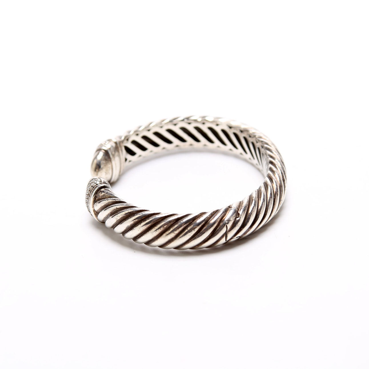 Sculpted Cable 10MM Bracelet Pave Diamonds/925