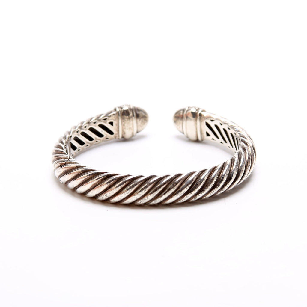 Sculpted Cable 10MM Bracelet Pave Diamonds/925