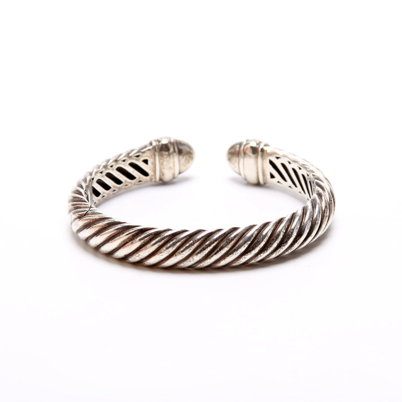Sculpted Cable 10MM Bracelet Pave Diamonds/925