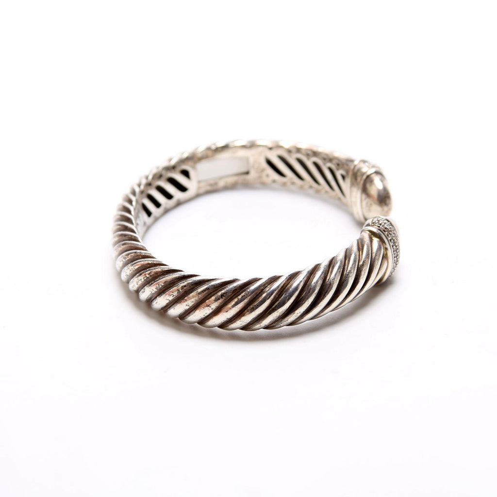 Sculpted Cable 10MM Bracelet Pave Diamonds/925