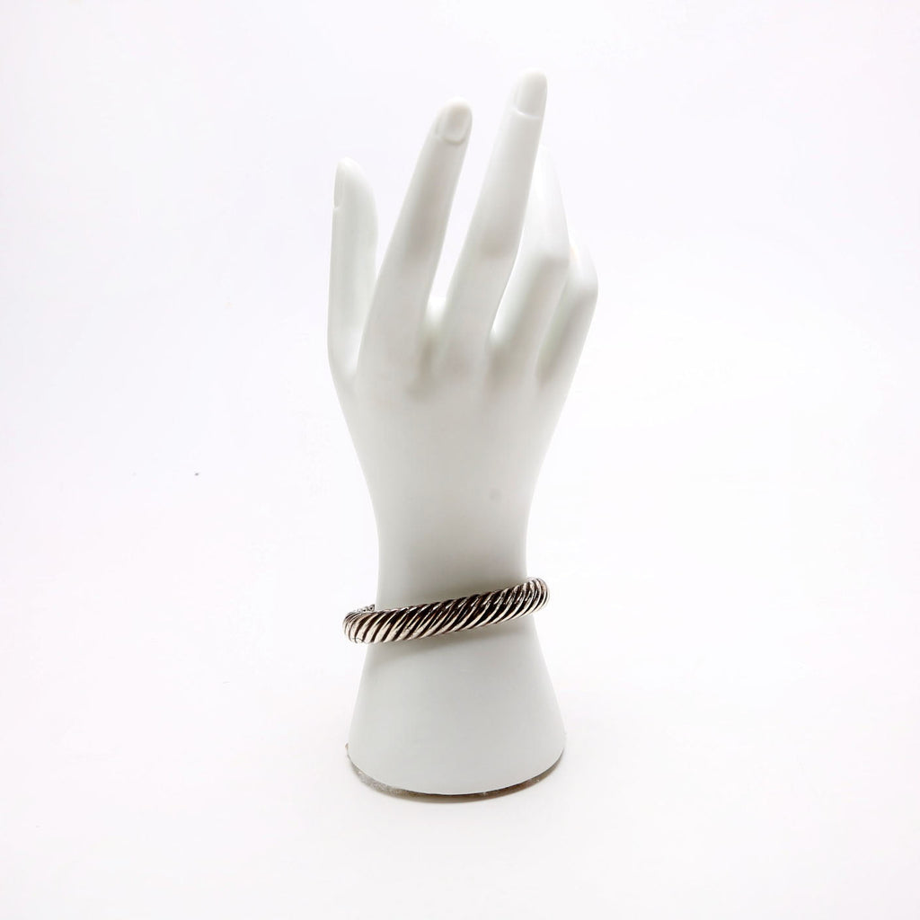 Sculpted Cable 10MM Bracelet Pave Diamonds/925