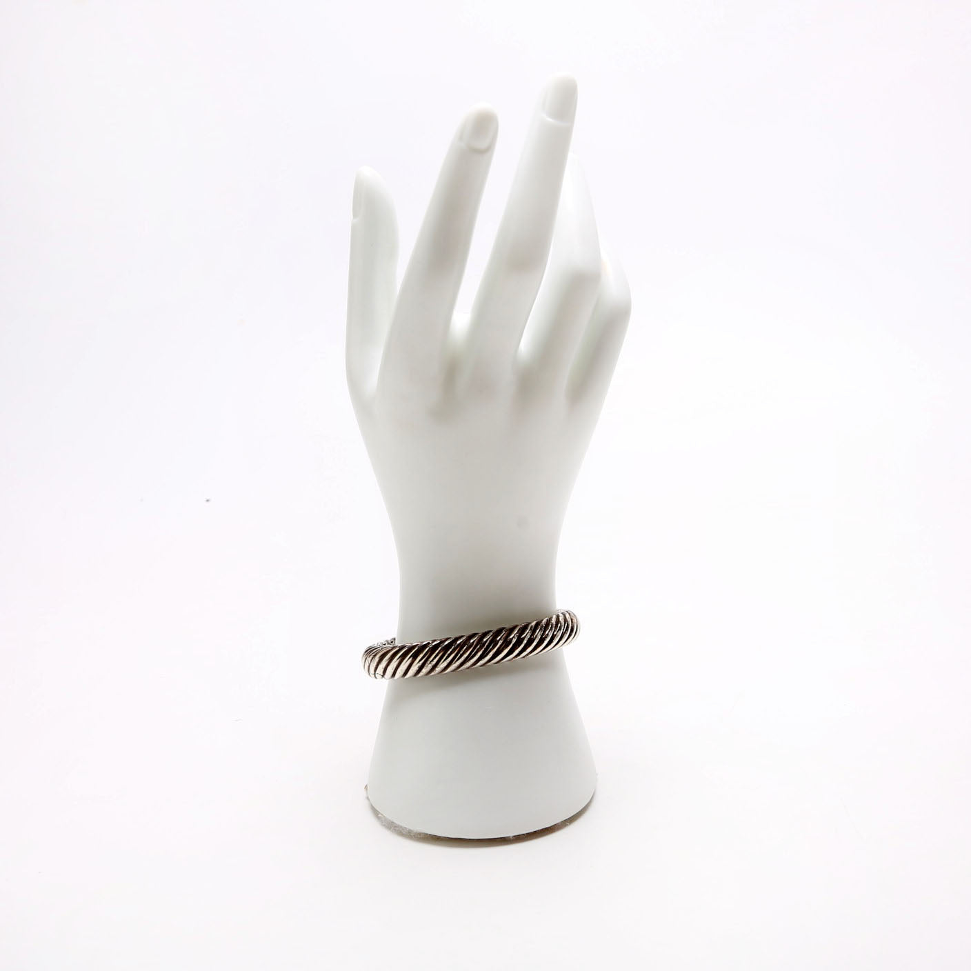 Sculpted Cable 10MM Bracelet Pave Diamonds/925