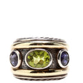 Renaissance Band Ring Size 6 Peridot/Iolite/925/585