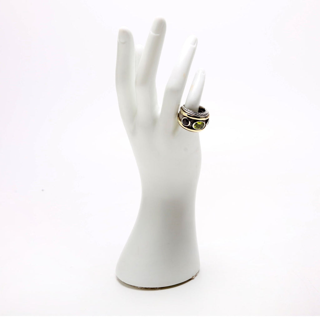 Renaissance Band Ring Size 6 Peridot/Iolite/925/585