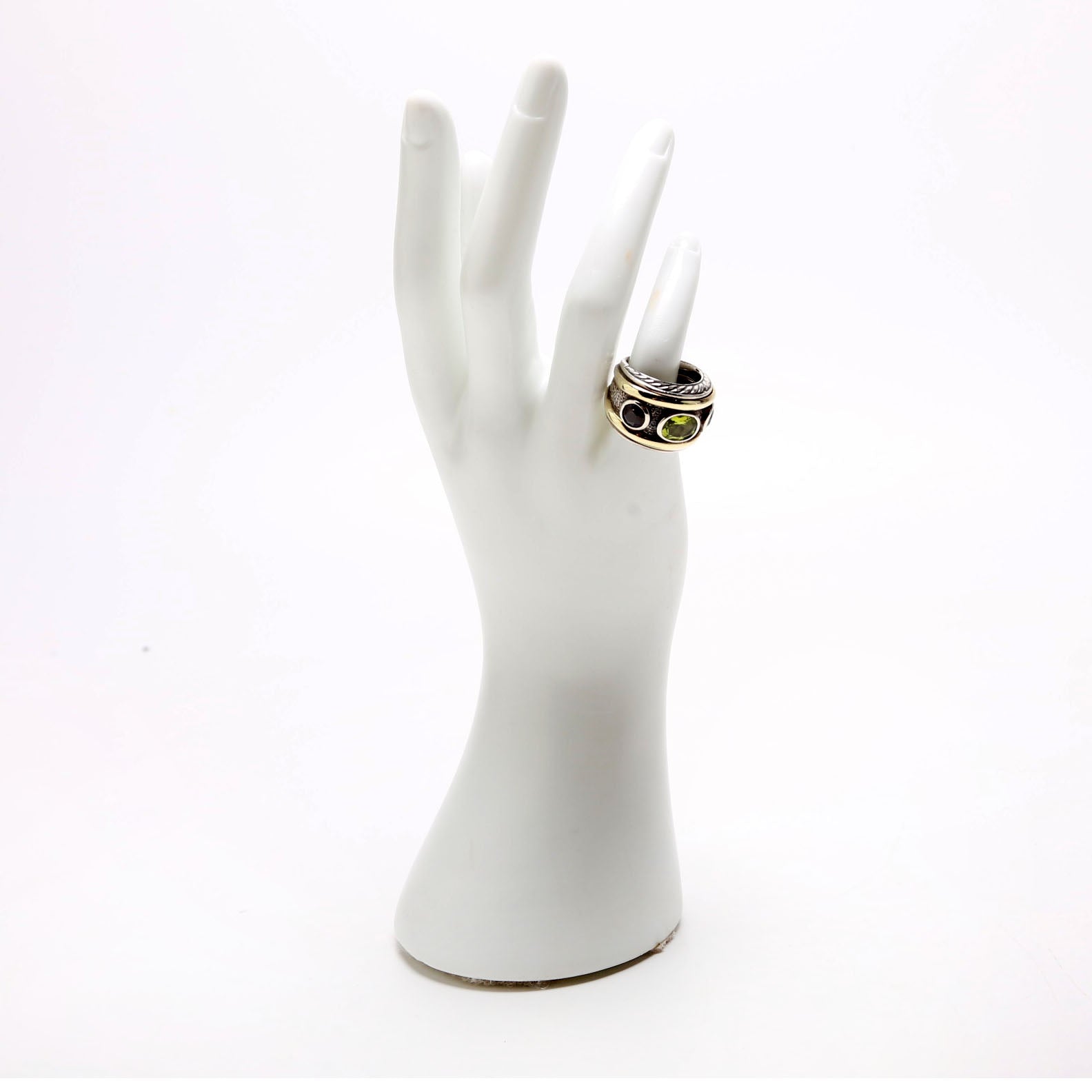 Renaissance Band Ring Size 6 Peridot/Iolite/925/585