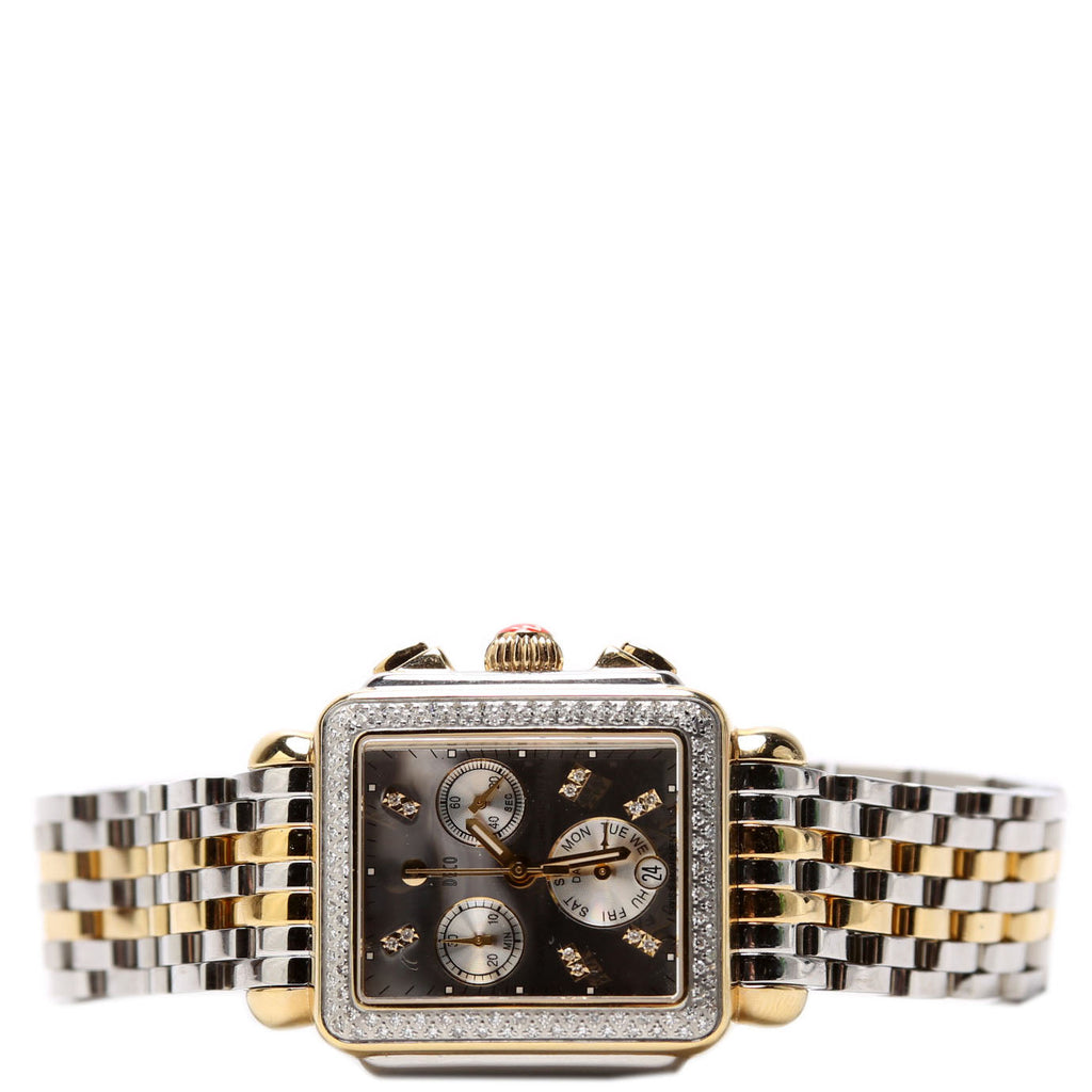 Deco High Shine Two Tone With 0.65CW Diamonds Silver/Gold