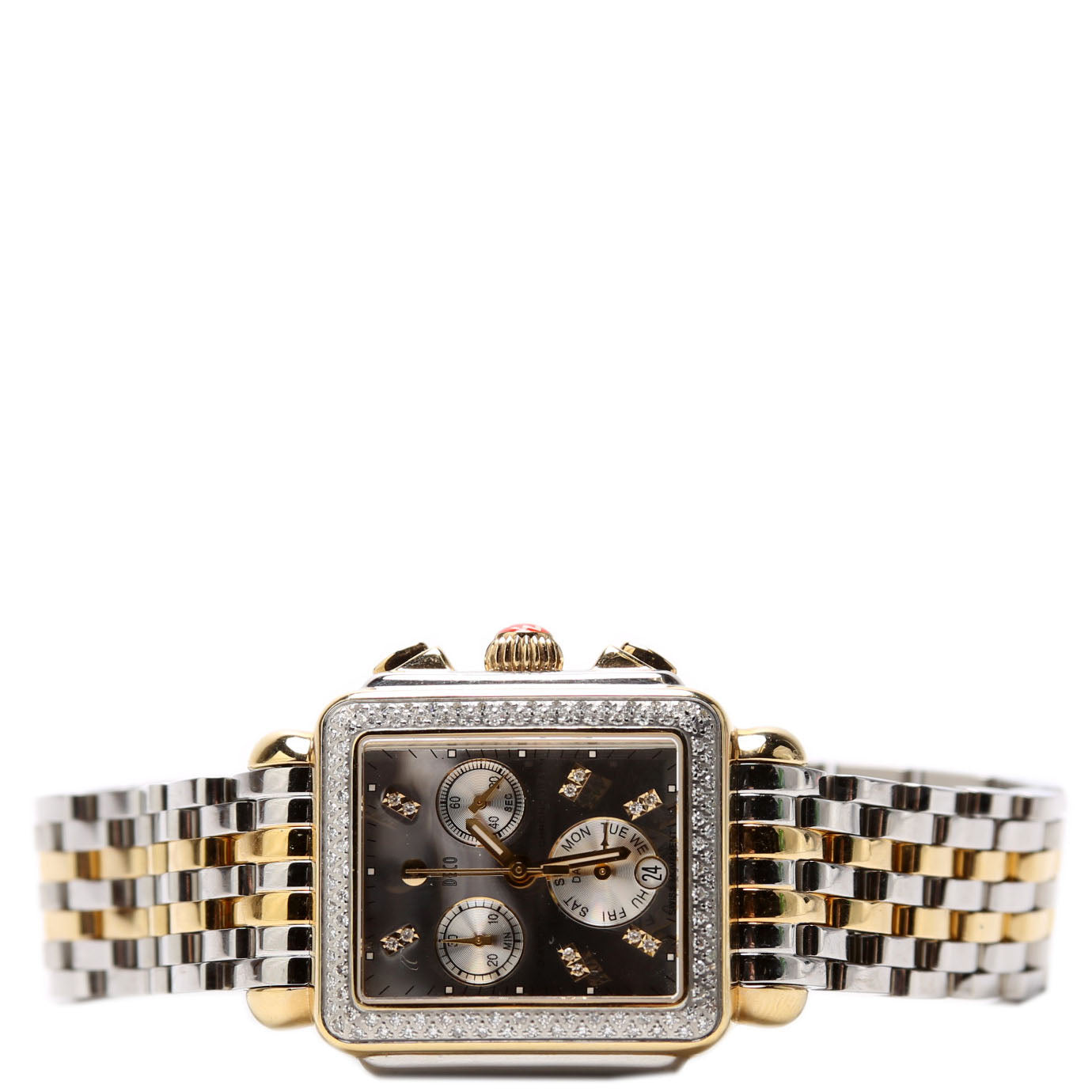 Deco High Shine Two Tone With 0.65CW Diamonds Silver/Gold