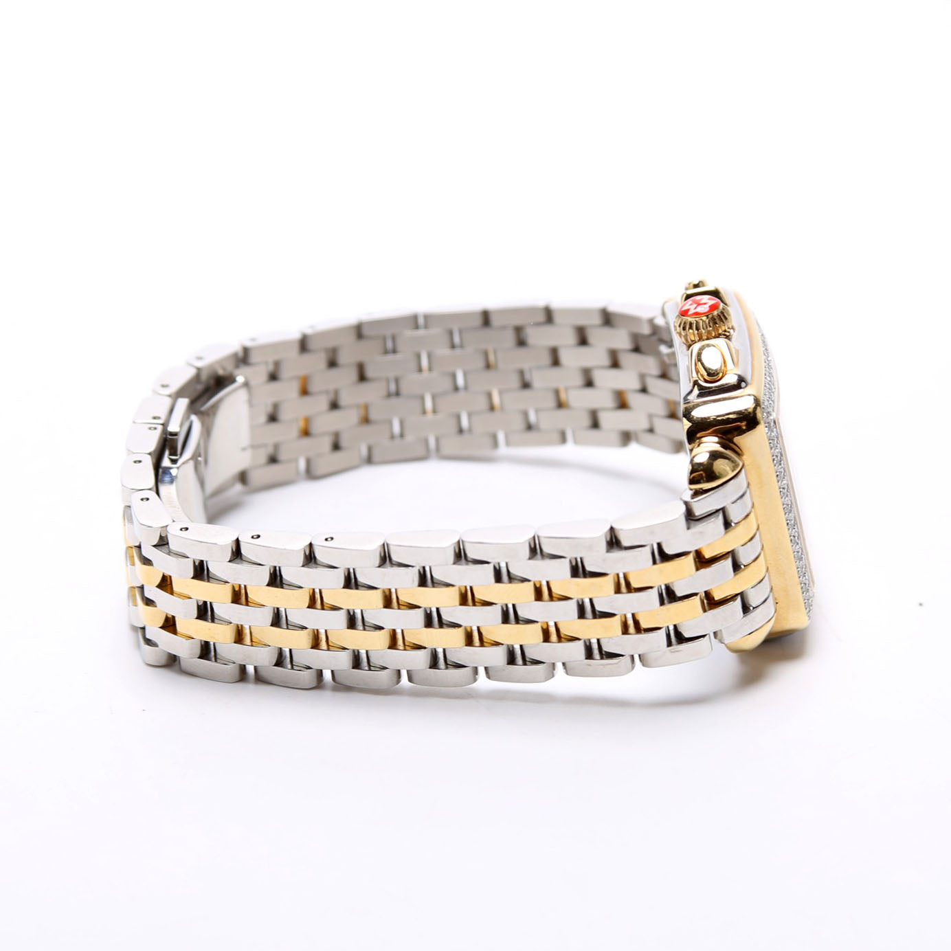 Deco High Shine Two Tone With 0.65CW Diamonds Silver/Gold