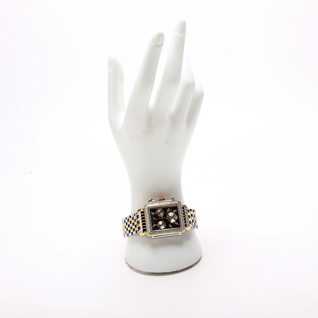 Deco High Shine Two Tone With 0.65CW Diamonds Silver/Gold