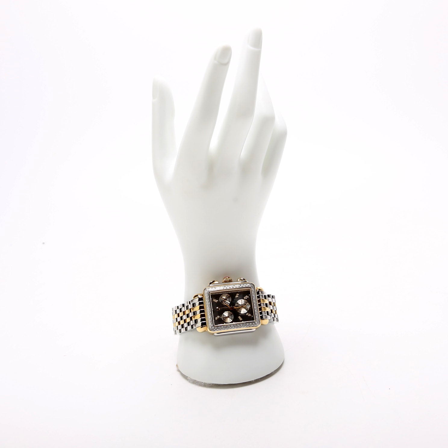 Deco High Shine Two Tone With 0.65CW Diamonds Silver/Gold