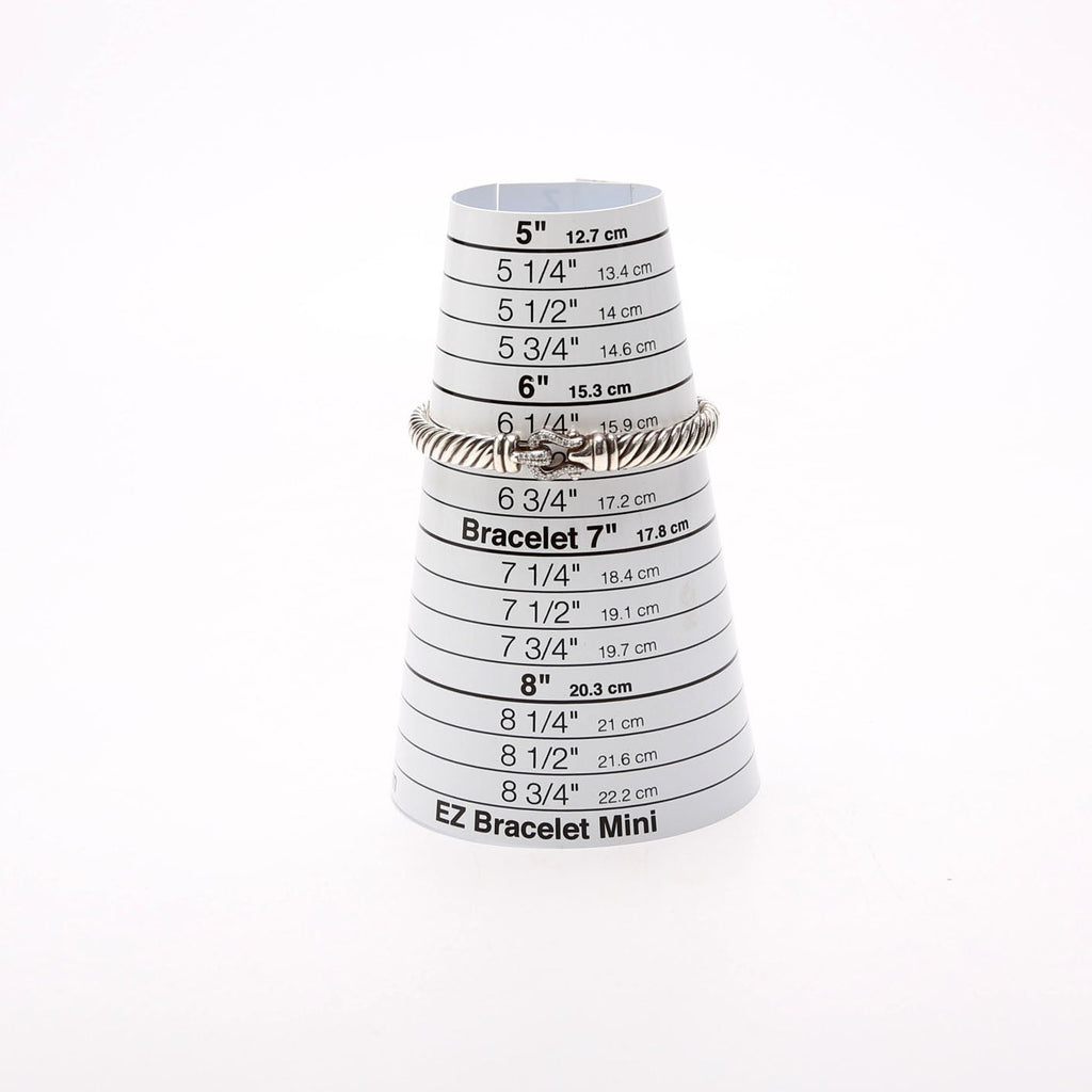 Sculpted Buckle Hinge 7MM Bracelet Pave Diamonds/925