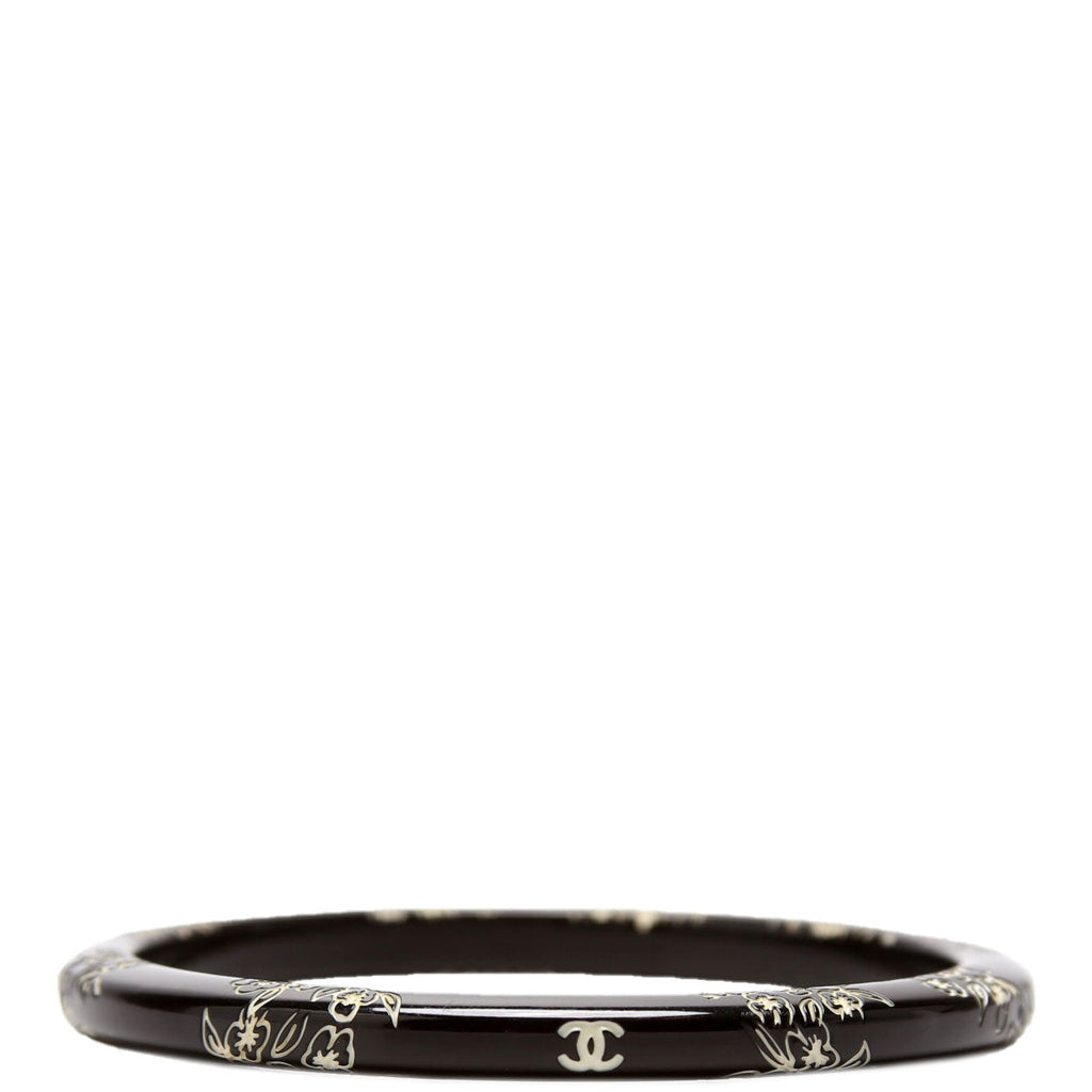 Camellia Bangle Bracelet Black/White