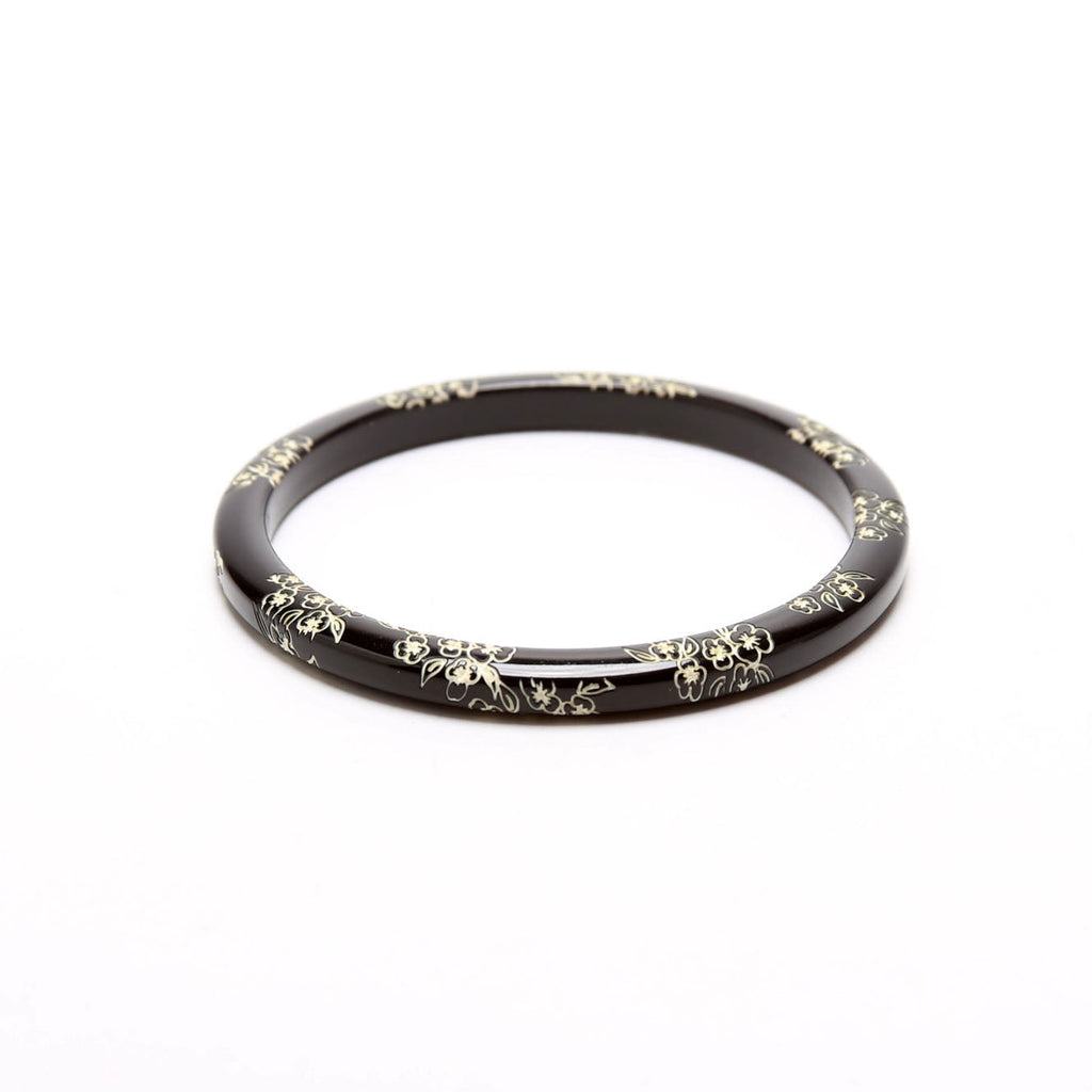 Camellia Bangle Bracelet Black/White