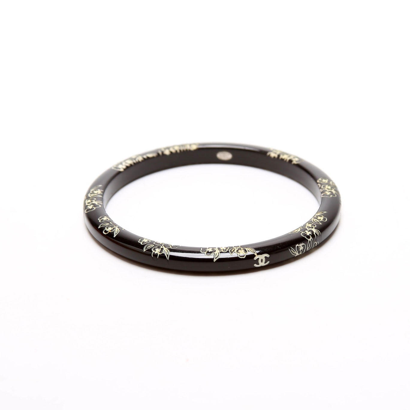 Camellia Bangle Bracelet Black/White