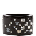 CC Rhinestone Resin Bangle Bracelet Black