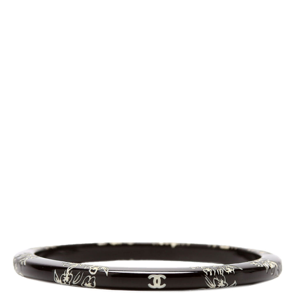 Camellia Bangle Bracelet Black/White