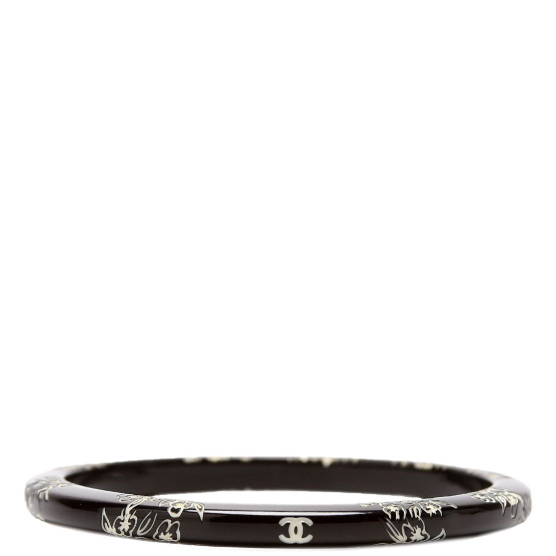 Camellia Bangle Bracelet Black/White