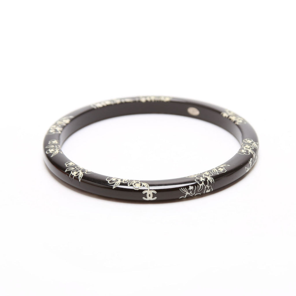Camellia Bangle Bracelet Black/White
