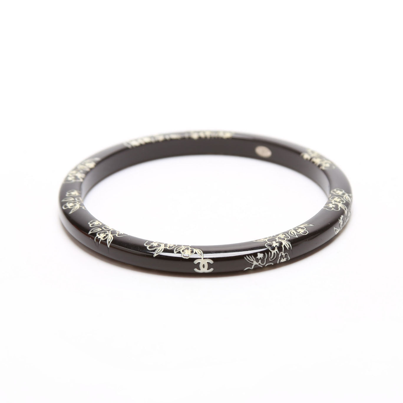 Camellia Bangle Bracelet Black/White