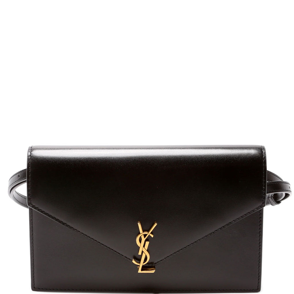 SAINT LAURENT 785281 Cassandre Envelope Belt Bag Calfskin Black
