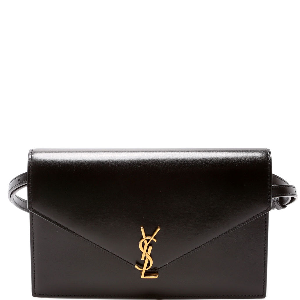 SAINT LAURENT 785281 Cassandre Envelope Belt Bag Calfskin Black