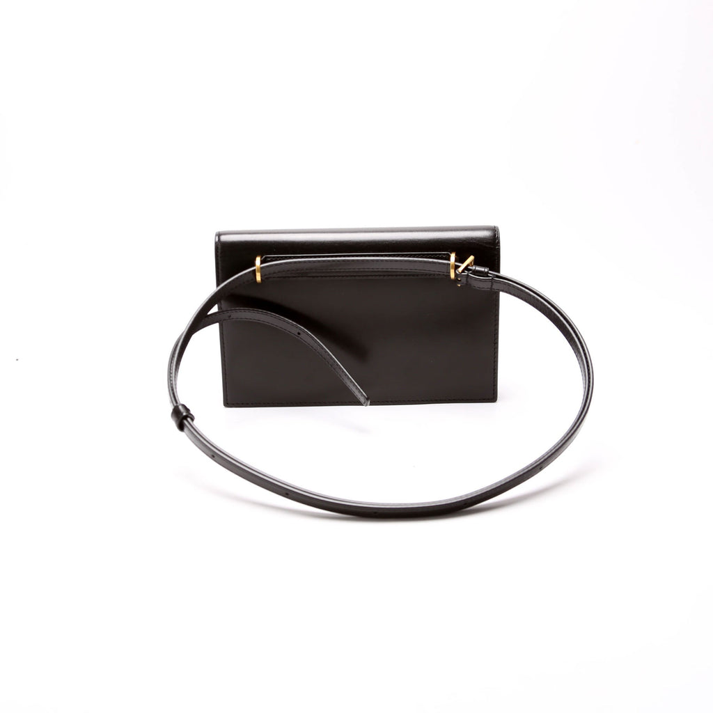 SAINT LAURENT 785281 Cassandre Envelope Belt Bag Calfskin Black