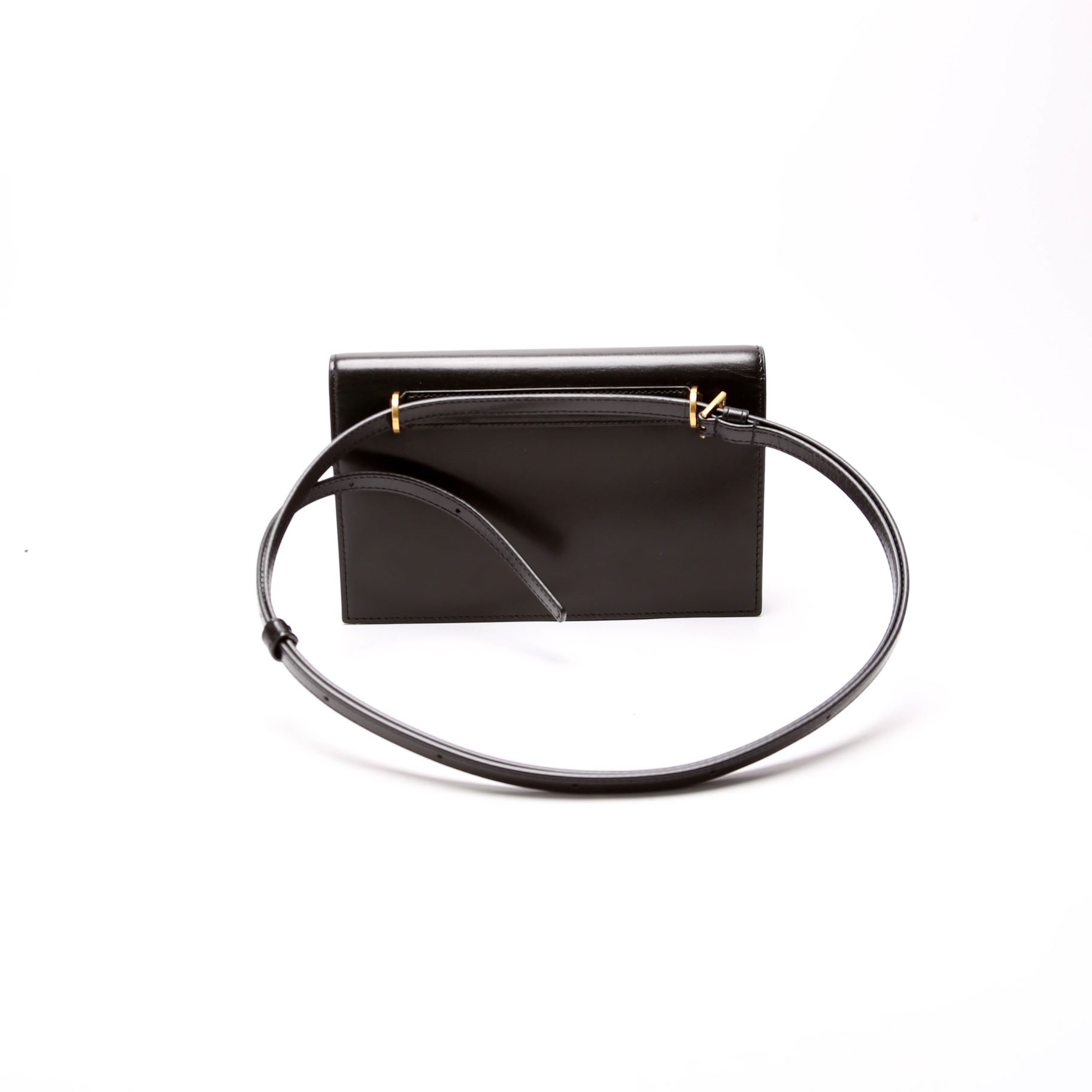 SAINT LAURENT 785281 Cassandre Envelope Belt Bag Calfskin Black
