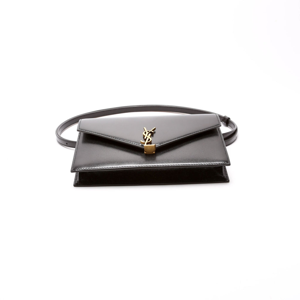 SAINT LAURENT 785281 Cassandre Envelope Belt Bag Calfskin Black