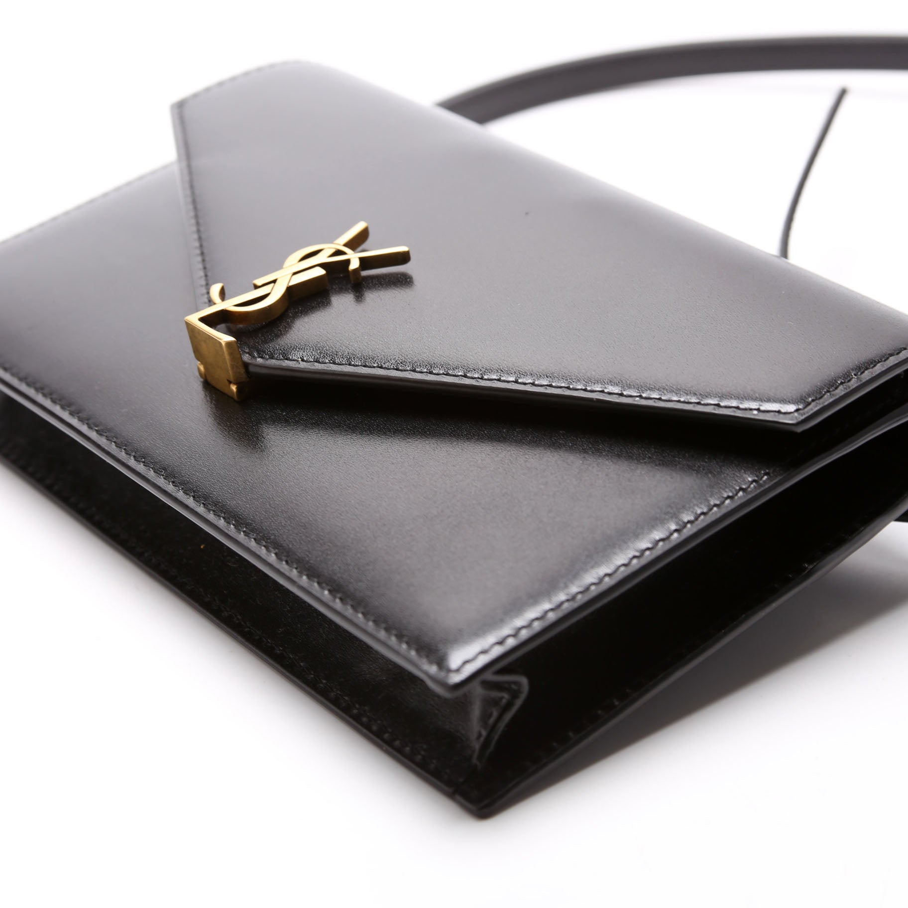 SAINT LAURENT 785281 Cassandre Envelope Belt Bag Calfskin Black