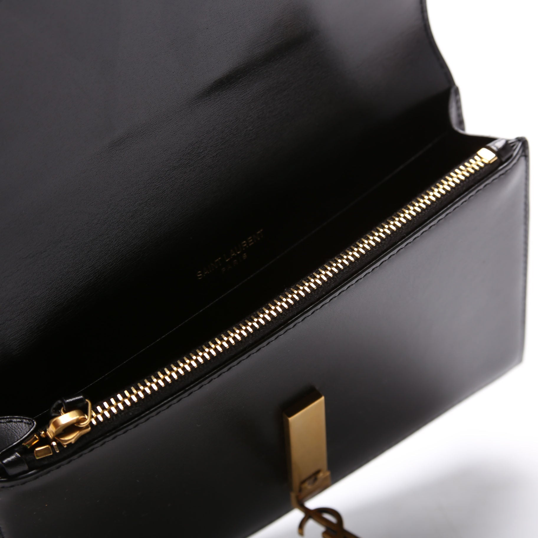 SAINT LAURENT 785281 Cassandre Envelope Belt Bag Calfskin Black