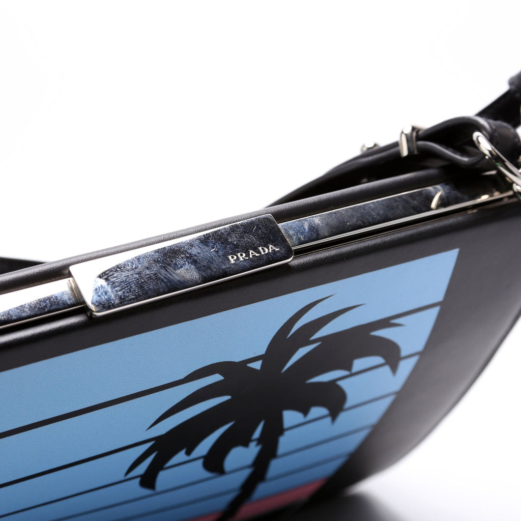 City Calfskin Palm Tree Print Frame Bag