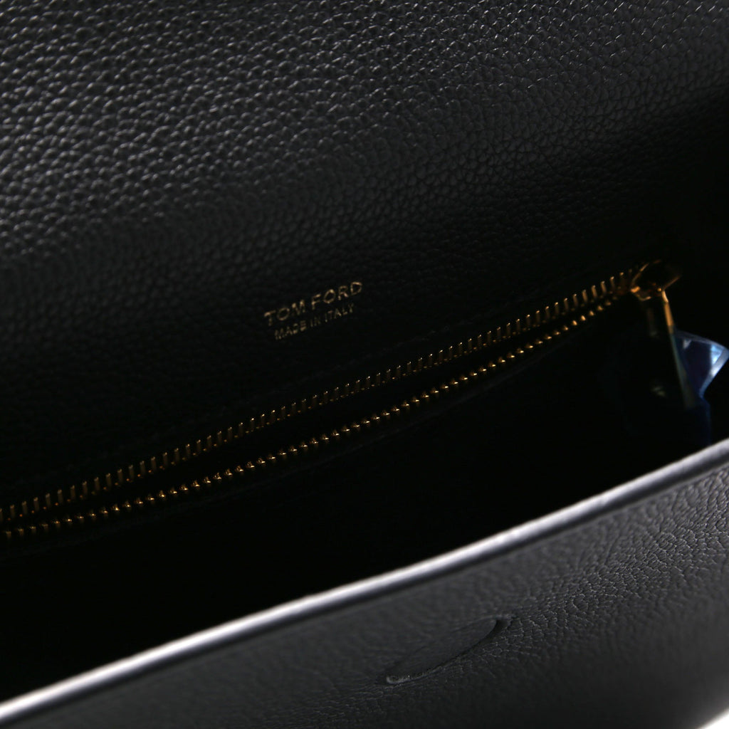 T Clasp Tara Crossbody Grained Calfskin Black
