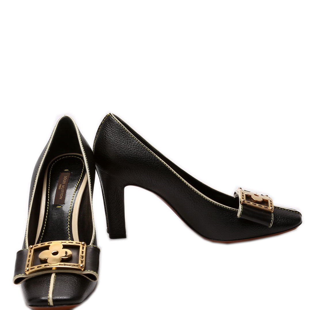 Sienne Suhali Leather Pumps Size 35 Black/Beige