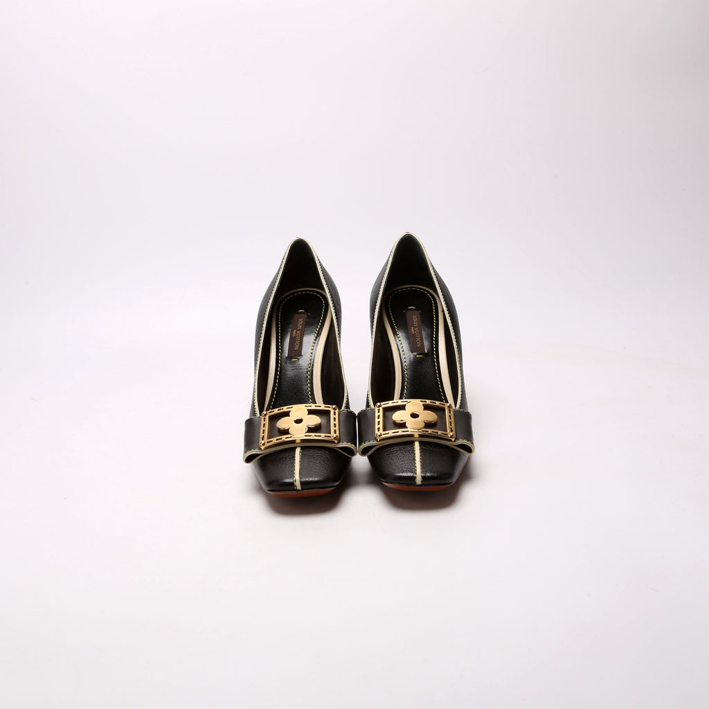 Sienne Suhali Leather Pumps Size 35 Black/Beige
