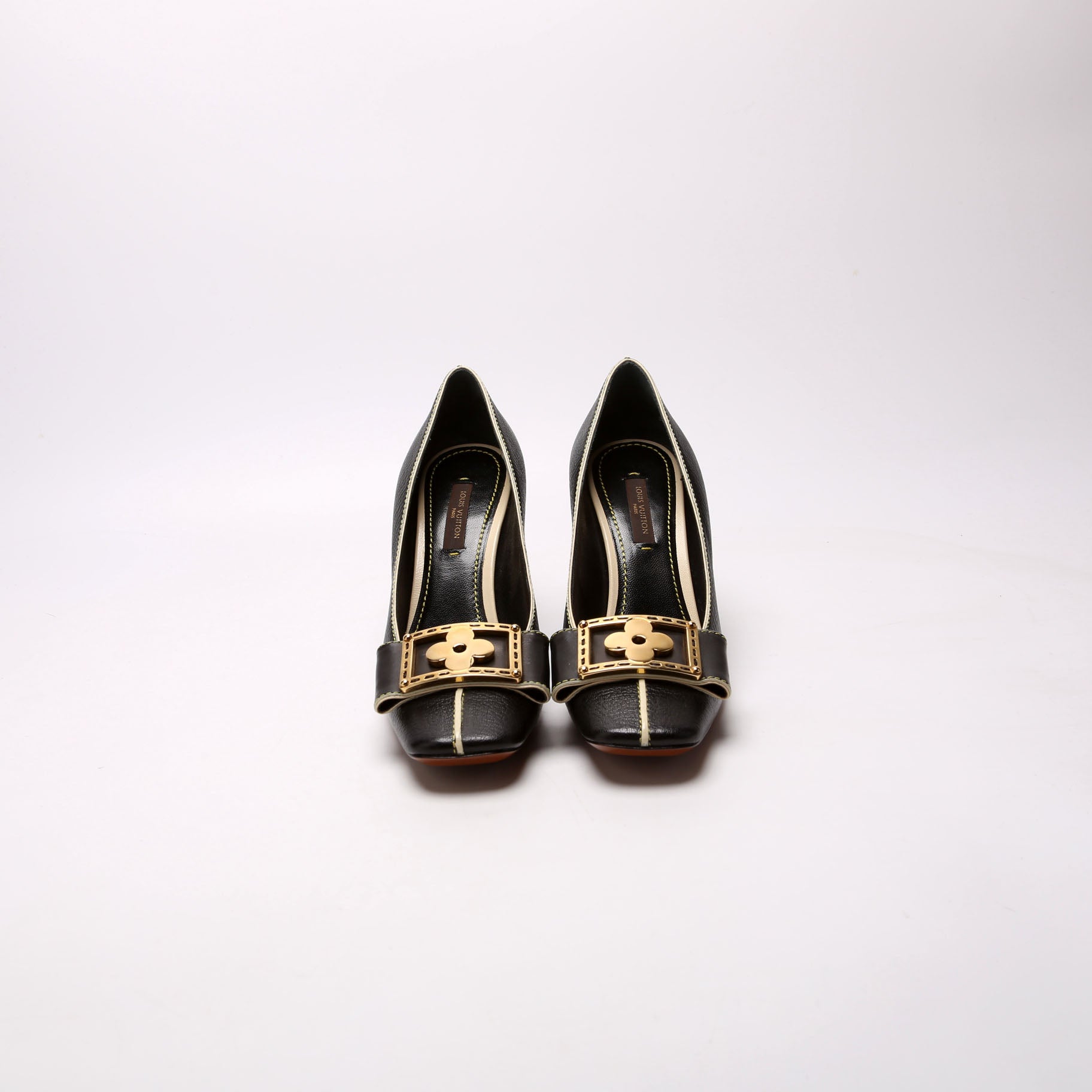 Sienne Suhali Leather Pumps Size 35 Black/Beige