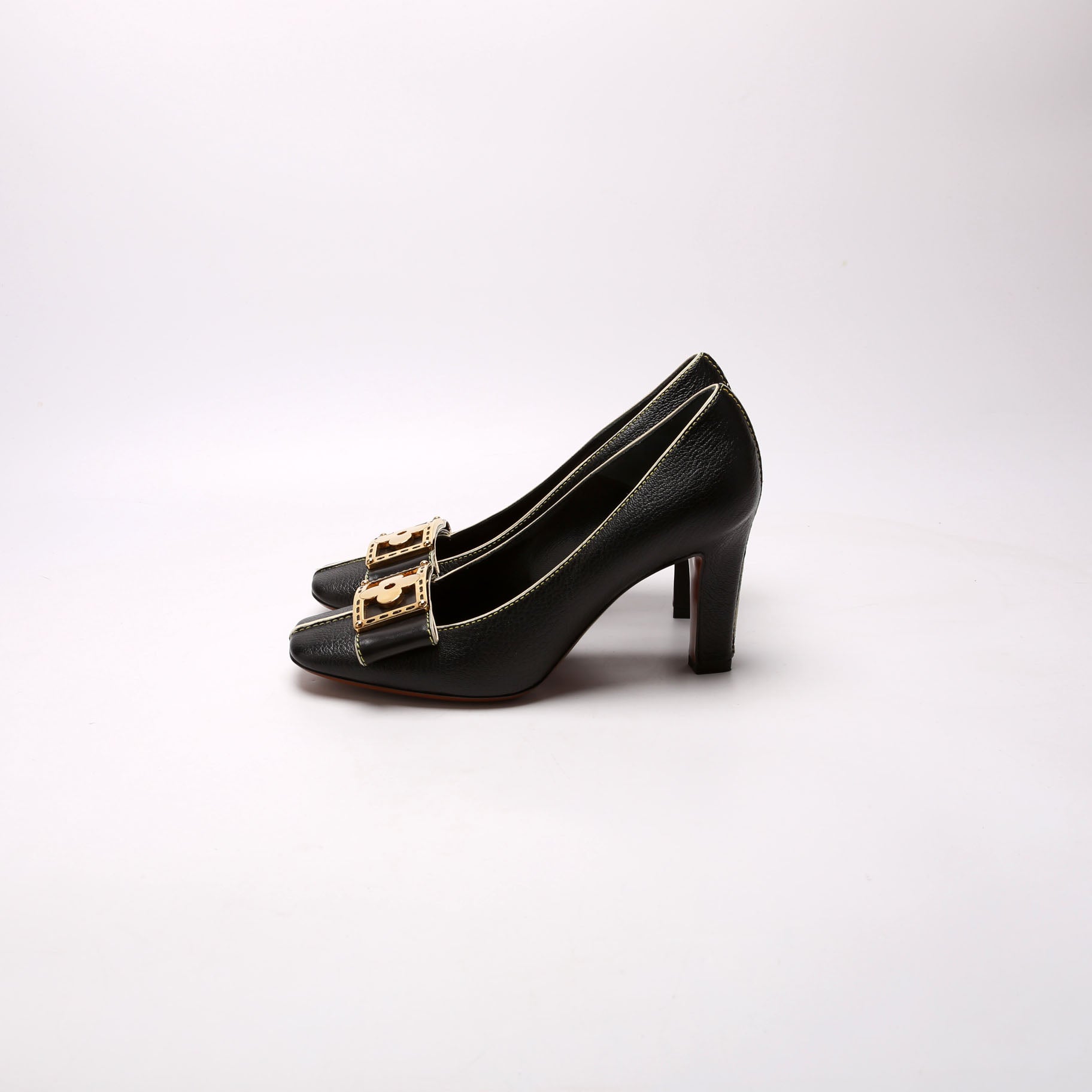 Sienne Suhali Leather Pumps Size 35 Black/Beige